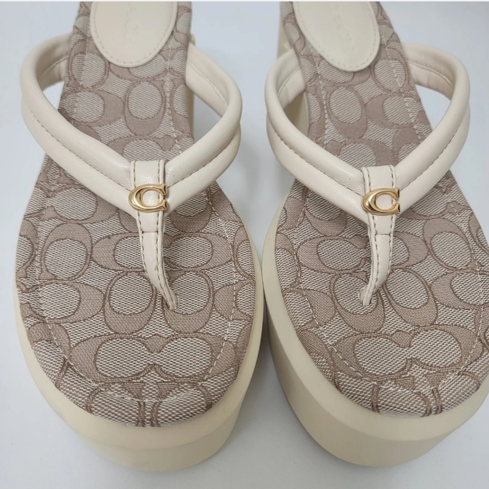 COACH Womens Franki Leathers Platform Flip Flops. - Picture 7 of 16